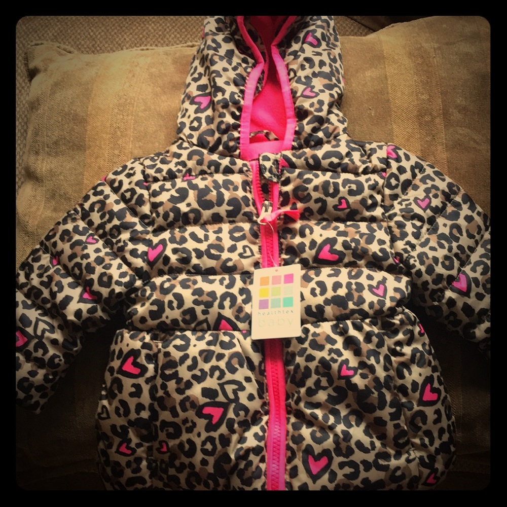 Healthtex NWT 12months leopard heart hooded jacket